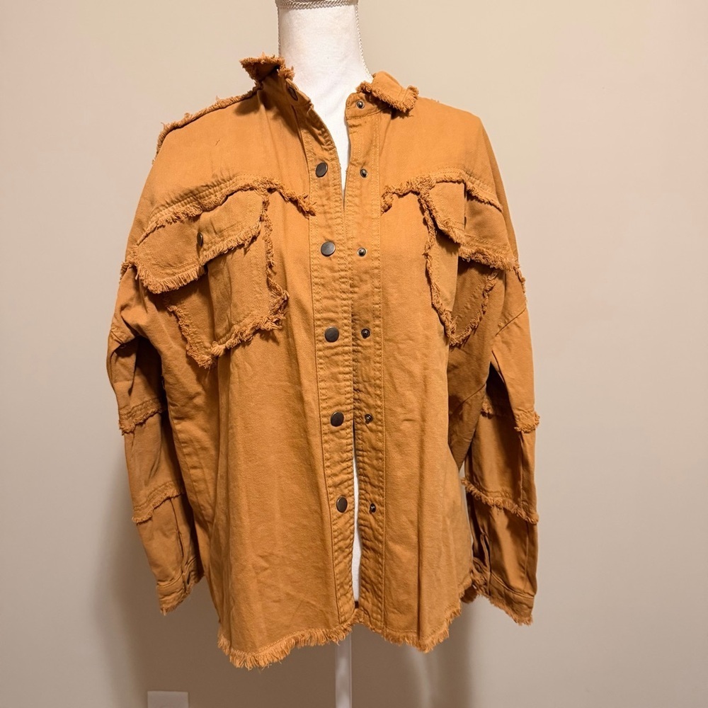 NWT Elan Rock & Roll Camel woman's Shacket Devan in size XS oversized relax fit - Picture 4 of 10